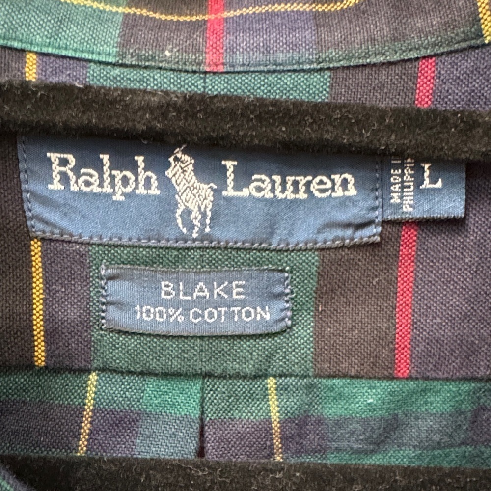 Vintage Polo Ralph Lauren Blake Dog Tartan Plaid Button Down Oxford - Picture 2 of 5